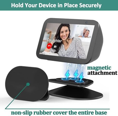 SOKUSIN Stand for Echo Show 5 (3rd Gen) - Adjustable Tilt Smart Speaker Stand Table Mount Holder, Magnetic Anti-Slip Base Compatible with iPhone 12,14 & Echo Show 5 3rd Generation (Black) in Kuwait