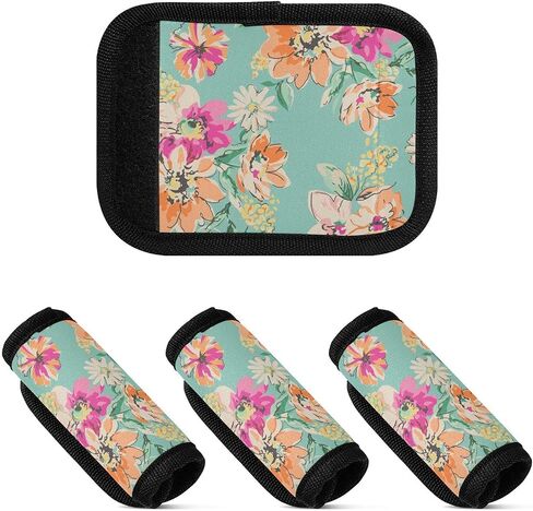 4pcs Watercolor Flowers Luggage Handle Wrap Suitcase Wrap Luggage Tags/Identifiers Luggage Markers Airport Travel Accessories for Luggage/Suitcase in Saudi Arabia