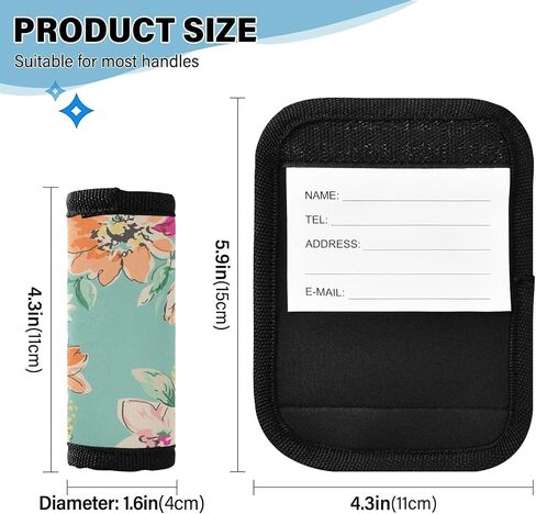 4pcs Watercolor Flowers Luggage Handle Wrap Suitcase Wrap Luggage Tags/Identifiers Luggage Markers Airport Travel Accessories for Luggage/Suitcase in Saudi Arabia
