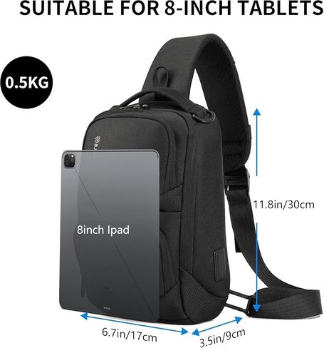 Stylish Crossbody Sling Bag with USB Charging Port - Fashionable and Travel-Ready Backpack for On-the-Go Convenience in Saudi Arabia