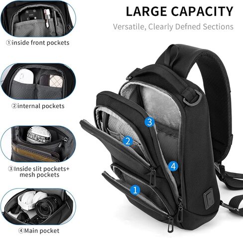 Stylish Crossbody Sling Bag with USB Charging Port - Fashionable and Travel-Ready Backpack for On-the-Go Convenience in Saudi Arabia