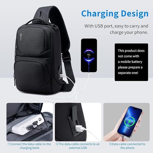 Stylish Crossbody Sling Bag with USB Charging Port - Fashionable and Travel-Ready Backpack for On-the-Go Convenience in Saudi Arabia