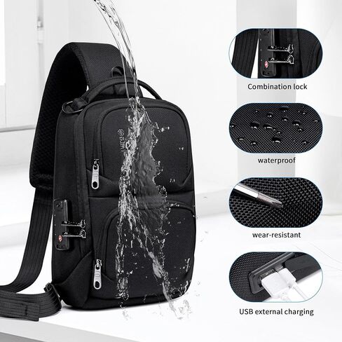Stylish Crossbody Sling Bag with USB Charging Port - Fashionable and Travel-Ready Backpack for On-the-Go Convenience in Saudi Arabia