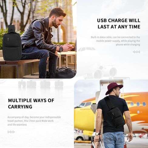 Stylish Crossbody Sling Bag with USB Charging Port - Fashionable and Travel-Ready Backpack for On-the-Go Convenience in Saudi Arabia