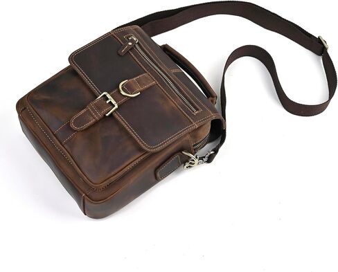 Mens Genuine Leather Satchel Sling Messenger Shoulder Cross body Bag Flap Over Tote Business Briefcase in Kuwait