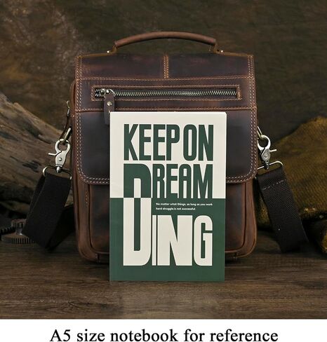 Mens Genuine Leather Satchel Sling Messenger Shoulder Cross body Bag Flap Over Tote Business Briefcase in Kuwait