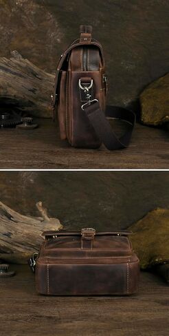 Mens Genuine Leather Satchel Sling Messenger Shoulder Cross body Bag Flap Over Tote Business Briefcase in Kuwait