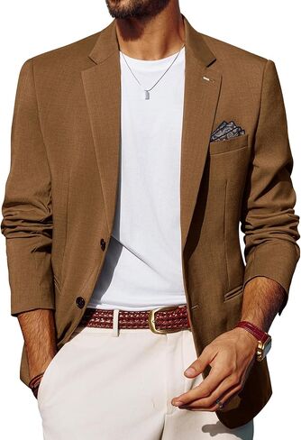 PJ PAUL JONES Men's Blazers Two Button Notch Lapel Sport Coat Casual Lightweight Blazer Jacket with Handkerchief in Saudi Arabia