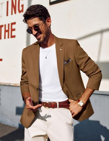 PJ PAUL JONES Men's Blazers Two Button Notch Lapel Sport Coat Casual Lightweight Blazer Jacket with Handkerchief in Saudi Arabia