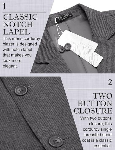 COOFANDY Mens Corduroy Blazer Casual Sport Coat Vintage Two Button Suit Blazer Jacket in Saudi Arabia