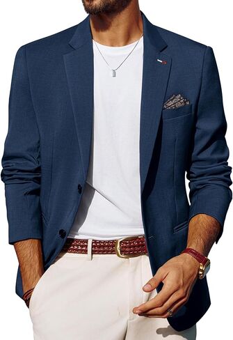 PJ PAUL JONES Men's Blazers Two Button Notch Lapel Sport Coat Casual Lightweight Blazer Jacket with Handkerchief in Saudi Arabia