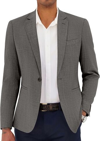 Men's Linen Casual Blazer Sport Coats Dress One Button Formal Classic Suit Jacket Business Blazer Wedding Party Jacket in Saudi Arabia