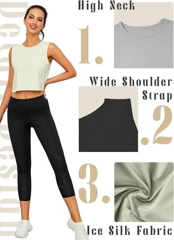 Chilylori قطع علوية بدون أكمام للنساء، قطع علوية للتمرين، قطع علوية فضفاضة للنساء، قطع علوية لليوجا، قطع علوية رياضية للنساء، قطع علوية قصيرة in Kuwait