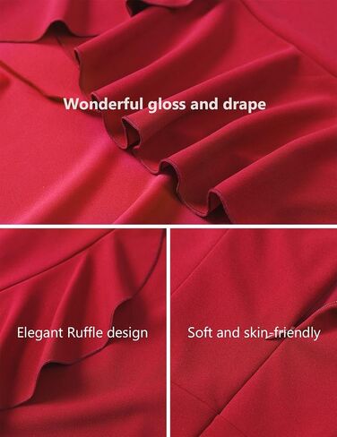 DRESSTELLS Women's Cocktail Dresses 2024, Formal Wedding Guest Ruffle Holiday Party Winter Dress V-Neck Vintage Dress in Saudi Arabia