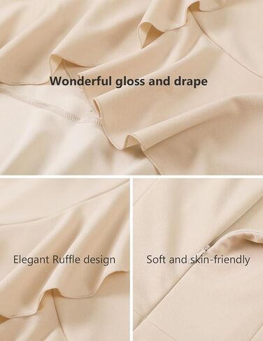 DRESSTELLS Women's Cocktail Dresses 2024, Formal Wedding Guest Ruffle Holiday Party Winter Dress V-Neck Vintage Dress in Saudi Arabia