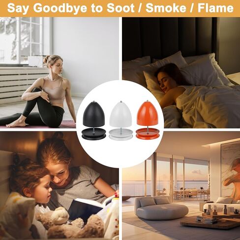 سخان شمعة - سخان ضوء الشاي بجدار مزدوج، مشعاع معدني للتدفئة في الشتاء، مثالي لغرفة المعيشة وغرفة النوم والتخييم - حامل سخان الشموع للدفء الداخلي والخارجي (أسود) in Kuwait