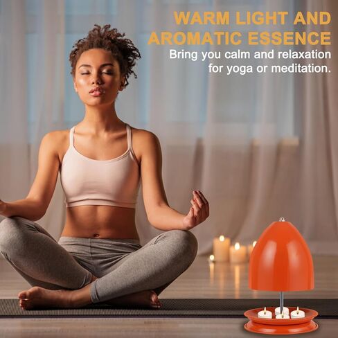 سخان شمعة - سخان ضوء الشاي بجدار مزدوج، مشعاع معدني للتدفئة في الشتاء، مثالي لغرفة المعيشة وغرفة النوم والتخييم - حامل سخان الشموع للدفء الداخلي والخارجي (أسود) in Kuwait