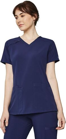 Dickies Scrub Set for Women V-Neck Top DK615 Natural Rise Tapered Leg Pull-On Pant DK005 with 360° Stretch Fabric, Navy - M Top/M Tall Pant in Saudi Arabia