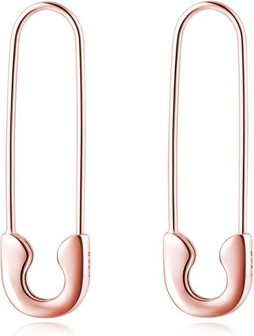 SLUYNZ Solid 925 Sterling Silver Safety Pin Hoop Earrings for Women Minimalist 1.4" Hoop Earrings Dangle in Saudi Arabia