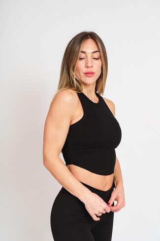 Vita Aspire Tank Top | Sports Tank Tops for Women Yoga High Neck Ribbed Sleeveless Fitness Workout Running Crop Tops in Kuwait