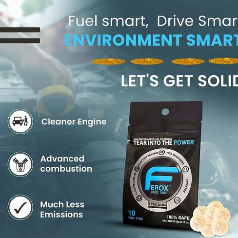 Emissions System Cleaning Pack of 10 Tablet | Fuel Additives and Injector Cleaner - Increase Fuel Mileage | Increases Horsepower and Fuel Stabilizer 1 x 20 GAL / 1 x 80L in Saudi Arabia