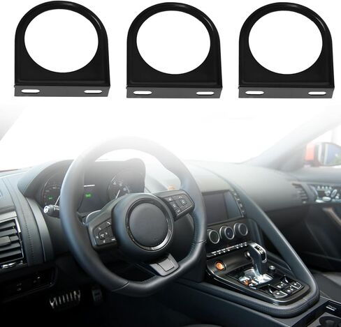 QWORK 2" Single Gauge Mounting Panel, 3 Pcs Universal Carbon Steel Gauge Holder for Auto, Single Hole Meter Gauge Pillar Mount Pod Holder in Saudi Arabia