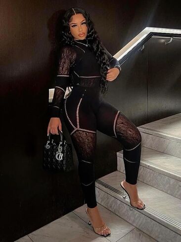 Women's Sexy Seamless Jumpsuit 2 piece outfit, Mock Neck Long Sleeve Bodysuit with Snap Crotch and Leggings Set in Kuwait