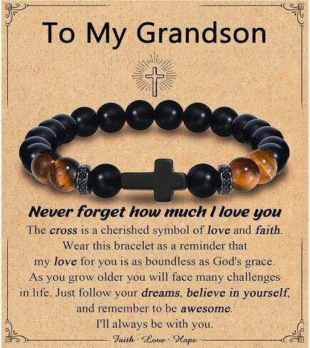 Leyung Cross Bracelet Gifts for Teen Boys Men, Easter Basket Stuffers Baptism Confirmation First Holy Communion Christmas Christian Gifts for Son Grandson Nephew Godson Brother in Saudi Arabia