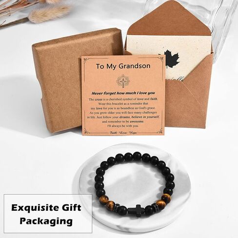 Leyung Cross Bracelet Gifts for Teen Boys Men, Easter Basket Stuffers Baptism Confirmation First Holy Communion Christmas Christian Gifts for Son Grandson Nephew Godson Brother in Saudi Arabia