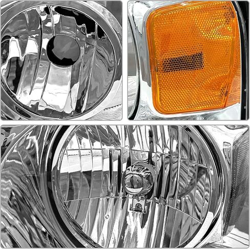 AS Headlight Assembly for 2004 2005 2006 2007 2008 Ford F150/ 2006 2007 2008 Lincoln Mark LT Headlamp with Chrome Housing Amber Reflector Driver and Passenger Side in Saudi Arabia