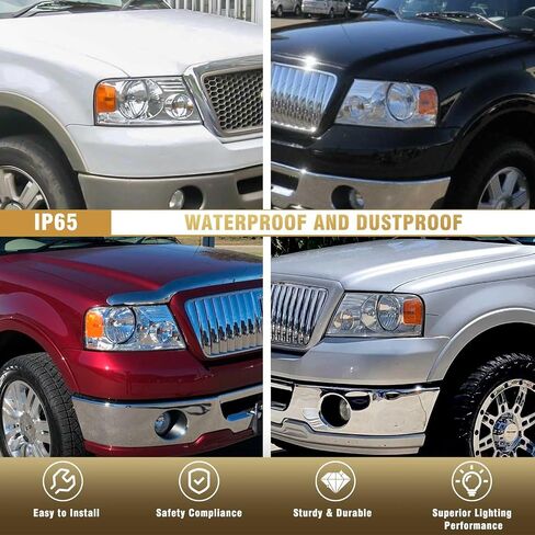 AS Headlight Assembly for 2004 2005 2006 2007 2008 Ford F150/ 2006 2007 2008 Lincoln Mark LT Headlamp with Chrome Housing Amber Reflector Driver and Passenger Side in Saudi Arabia