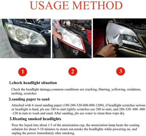 600ML Headlight Restoration Liquid,Automobile Headlight Lens Polish Repair Liquid, Car Headlight Scratch Restoring Fluid for Repair Headlight Yellowing, Haze, Scratches in Kuwait
