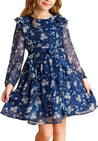 GRACE KARIN Girls Fall Dress Long Sleeve Floral Holiday Party Dresses for Girl 5-12Y in Saudi Arabia