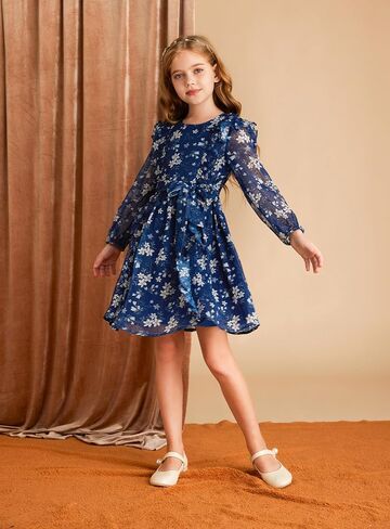 GRACE KARIN Girls Fall Dress Long Sleeve Floral Holiday Party Dresses for Girl 5-12Y in Saudi Arabia
