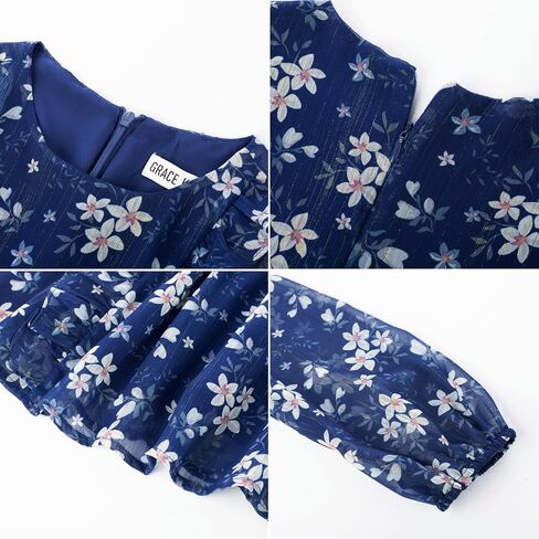 GRACE KARIN Girls Fall Dress Long Sleeve Floral Holiday Party Dresses for Girl 5-12Y in Saudi Arabia