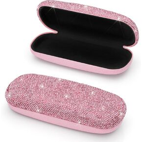 Soleebee Bling Hard Shell Eyeglasses Case, Crystal Protective Glasses Case Fits Most Glasses Portable Travel Sunglasses Case