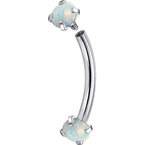 Jenxnjsjo F136 Titanium 16g 6/8/10mm Opal Eyebrow/Rook/Snug/Vertical-Labret/VCH/Snake-Eyes/Anti-Tragus/Christina/Daith/Belly-Button/Bridge/Hood/Surface Curved Barbell Piercing Jewelry for Women Men