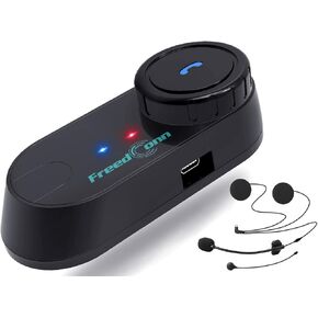 FreedConn T COM VB Motorcycle Bluetooth Headset, Helmet Intercom 2 Way 800M with Music Share, Universal Communication System Speakers, Waterproof Moto Accessories Gear for Ski, Riders, All Helmets