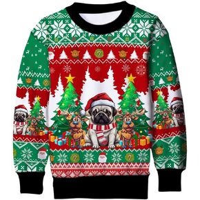 Lovekider Kids Christmas Ugly Sweater Shirt Boys Funny 3D Xmas Pullover Sweatshirt Inner Fleece Size 4-16