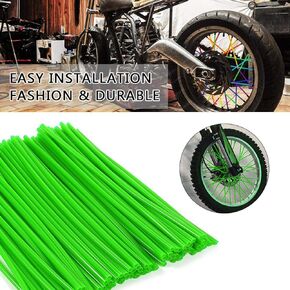 Green Spoke Skins- Motorcycle Wheel Spoke Protector 36pcs Motocross Rims Skins Covers Off Road Motorcycle Guard Wraps Kit(Green)