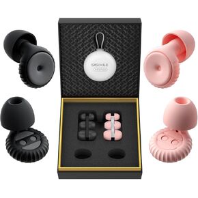 2 Pairs of Ear Plugs for Sleeping, Made of Ultra-Comfortable Silicone with Passive Noise Reduction Technology for Noise Reduction 35 dB, 8 Ear Tips in XS/S/M/L, Black+White