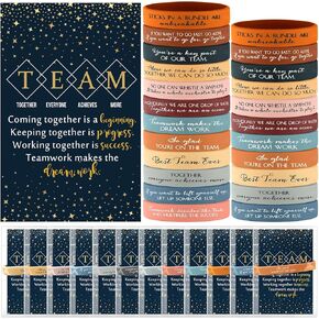 XunYee 48 Sets Team Employee Appreciation Gifts Include 48 Motivational Quote Silicone Bracelets 48 Inspirational Card 50 Bag for Staff Coworker Volunteer Social Worker