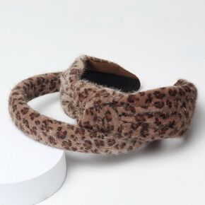 2PK Leopard Print Headbands for Women Faux Fur Headband Cute Wide Knot headband Fashion Winter Headband Leopard Hair Accessories