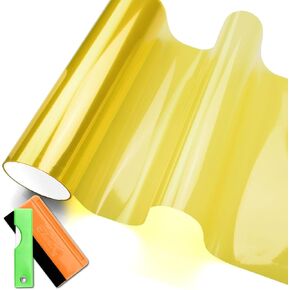 Headlights, Tail Lights, Fog Lights Tint Vinyl Film, Self Adhesive (Small 12''X48'', JDM Golden Yellow)