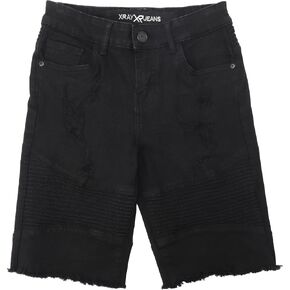 X RAY Baby Boys Toddler Shorts, Elastic Waist Ripped Biker Moto Distressed Stretch Denim Short