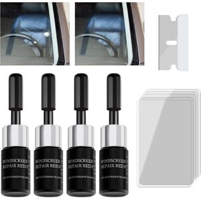 Windshield Repair Kit, 2025 New Upgraded Automotive Glass Nano Repair for Car, Quick Fix for Chips, Cracks, Star-Shaped Crack and Bulls-Eye, 1.05 fl oz- 4PCS