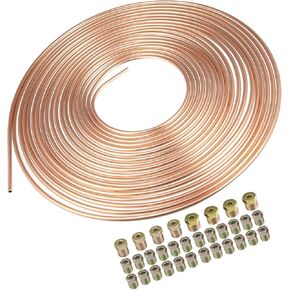 1/4" Car Brake Line Tubing Kit 50ft Tubing Coil with 16 Fittings for Hydraulic Braking Systems and Transmission System Replacement