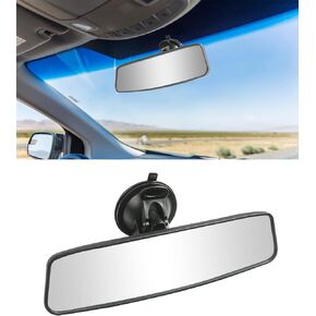 ESEWALAS Suction Cup Rear View Mirror,Anti-Glare HD Car Interior Rearview Mirror with Adjustable Suction Cup,Universal Thickened Inside Rearview Mirror, Car Mirror for RV Marine Auto (White)