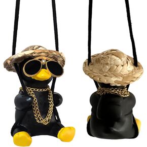 Swing Duck Car Hanging Ornament Cute Swing Duck Car Pendant Swing Duck Car Decoration Rearview Mirror Accessories for Men Women Teens Truck Rearview Christmas Decorations （Cool Duck