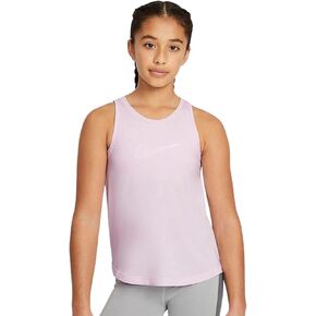 Nike Big Girls' Dri-FIT One Training Tank, Extended Size: Small+, Pink Foam/White